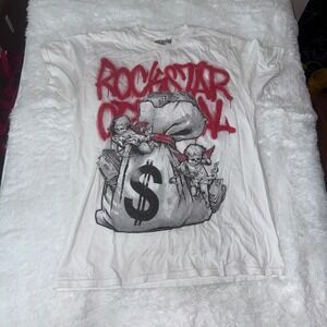 Rockstar Original White Graphic Tee Men's Medium Trappin in the USA 2003 vtg‎